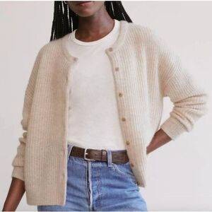 NWT Jenni Kayne Hayes Crewneck Alpaca Cardigan Sand Size Medium
